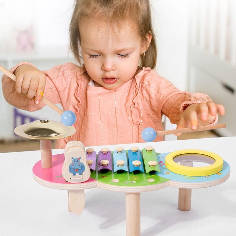 High-quality Wooden Children's Educational Multifunctional Music Table Cognitive Rhythm Enlightenment Toy Set