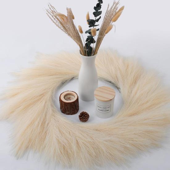 Artificial Pampas Grass Wreath Front Door Wall Mounts DIY Garland