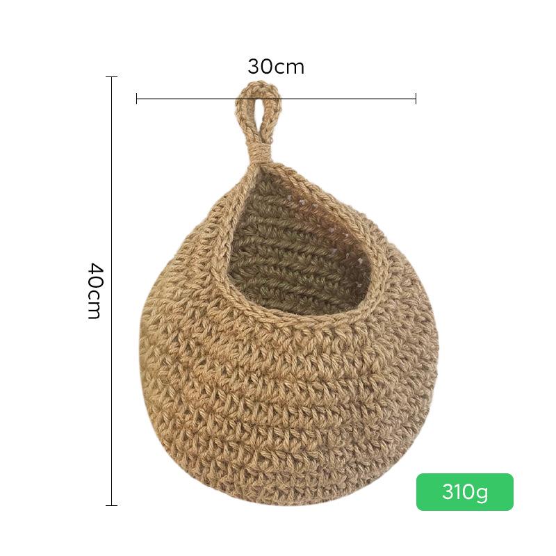 Handwoven Bird's Nest Fruit and Vegetable Storage Net Bag - Water Drop Shape, Ins Style Hanging Tapestry.