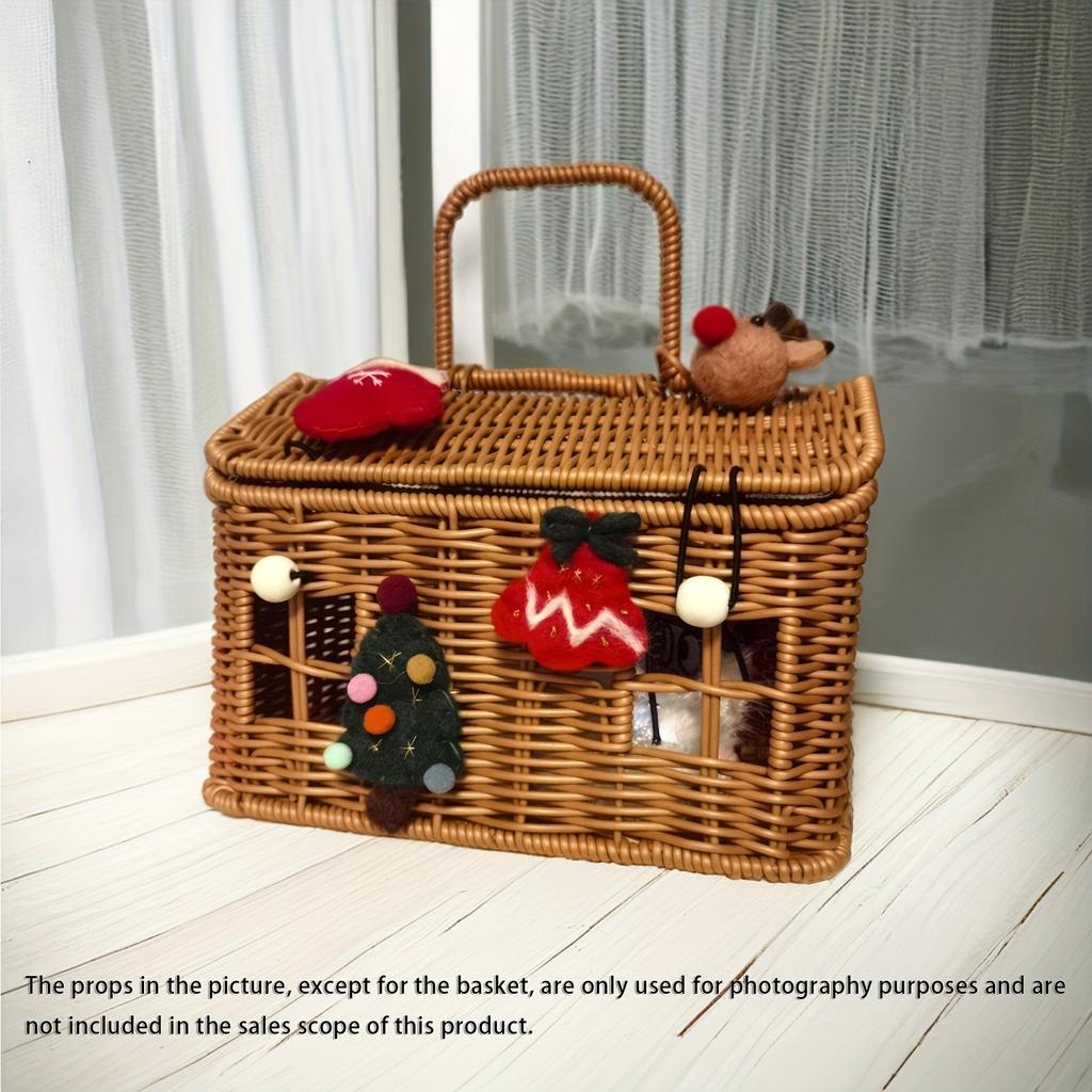 Vintage Imitation Rattan Woven Storage Basket Wedding Birthday Gift Box Bridesmaid Companion Storage Box Multi Functional Box