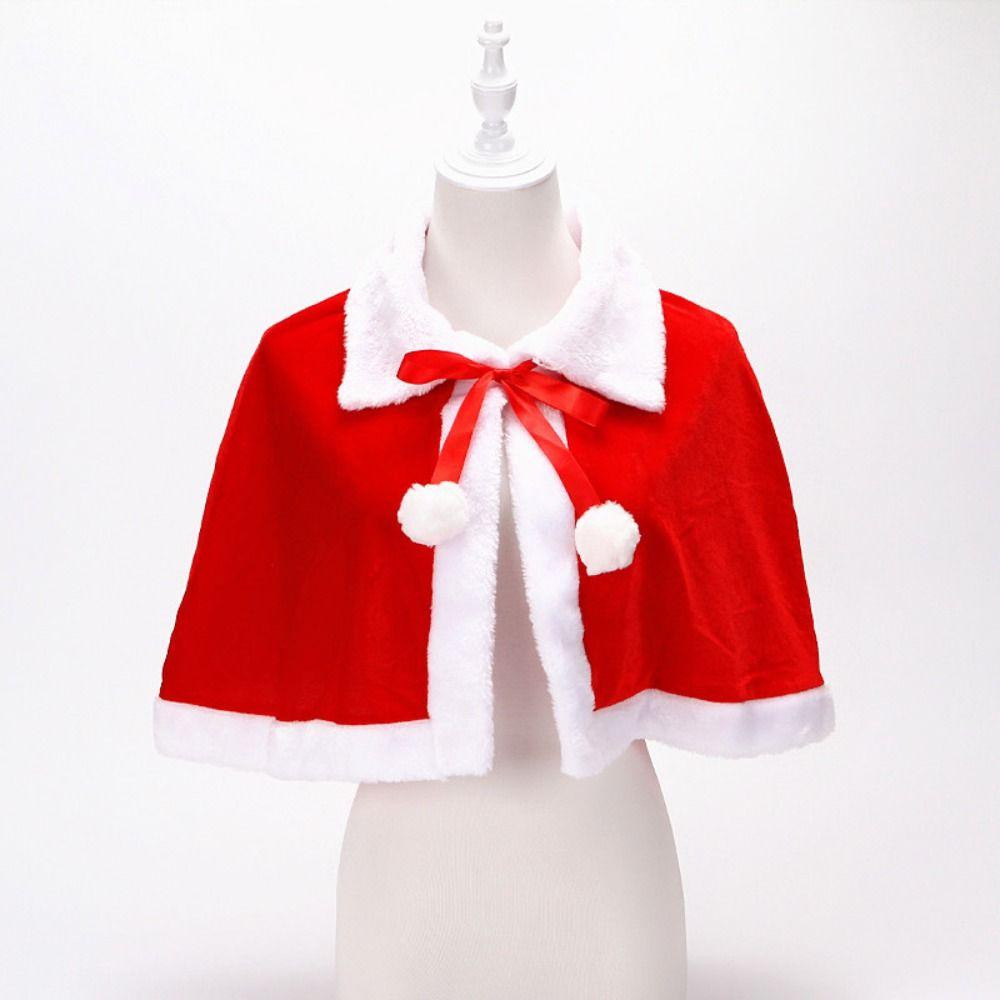 Santa Claus Costume Red Cape Women Hooded Ponchos Christmas Cloak Cosplay Costume Xmas Cape
