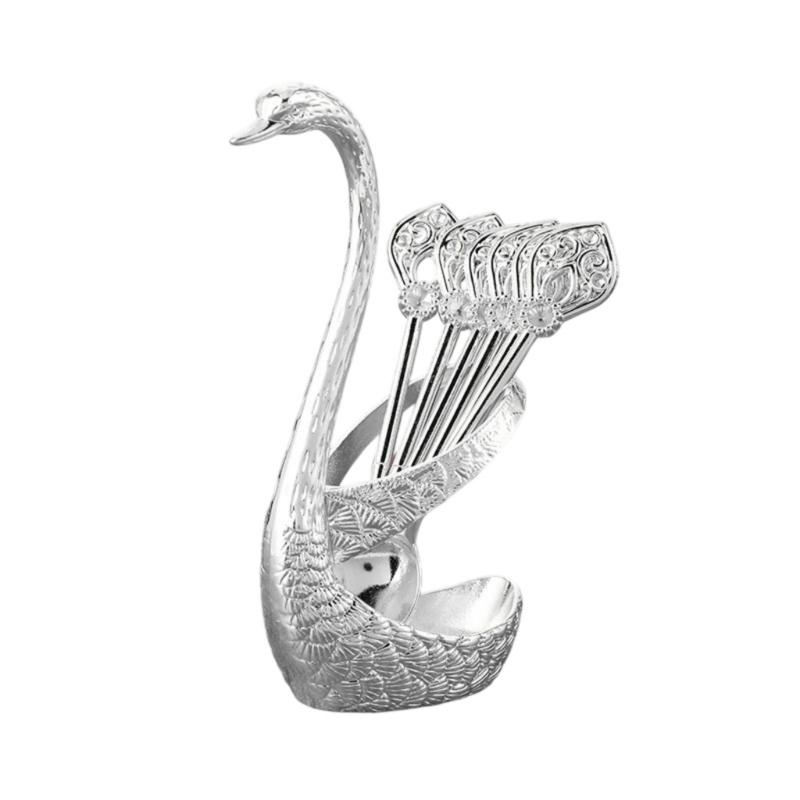 Set Of 6 Decorative Zinc Alloy Animal Shaped Storage Holder and Spoon Dinnerware Set Kitchen Supplies