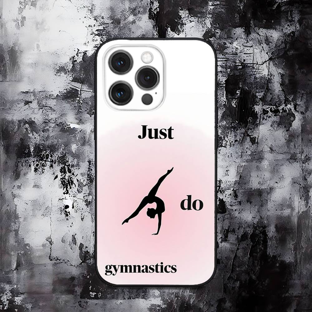 GYM Girl Gymnastic Phone Case For iPhone 16,15,14,13,12,11,Pro,Max,Plus,X,XS,SE,E,Mini,Soft Silicone Black Case
