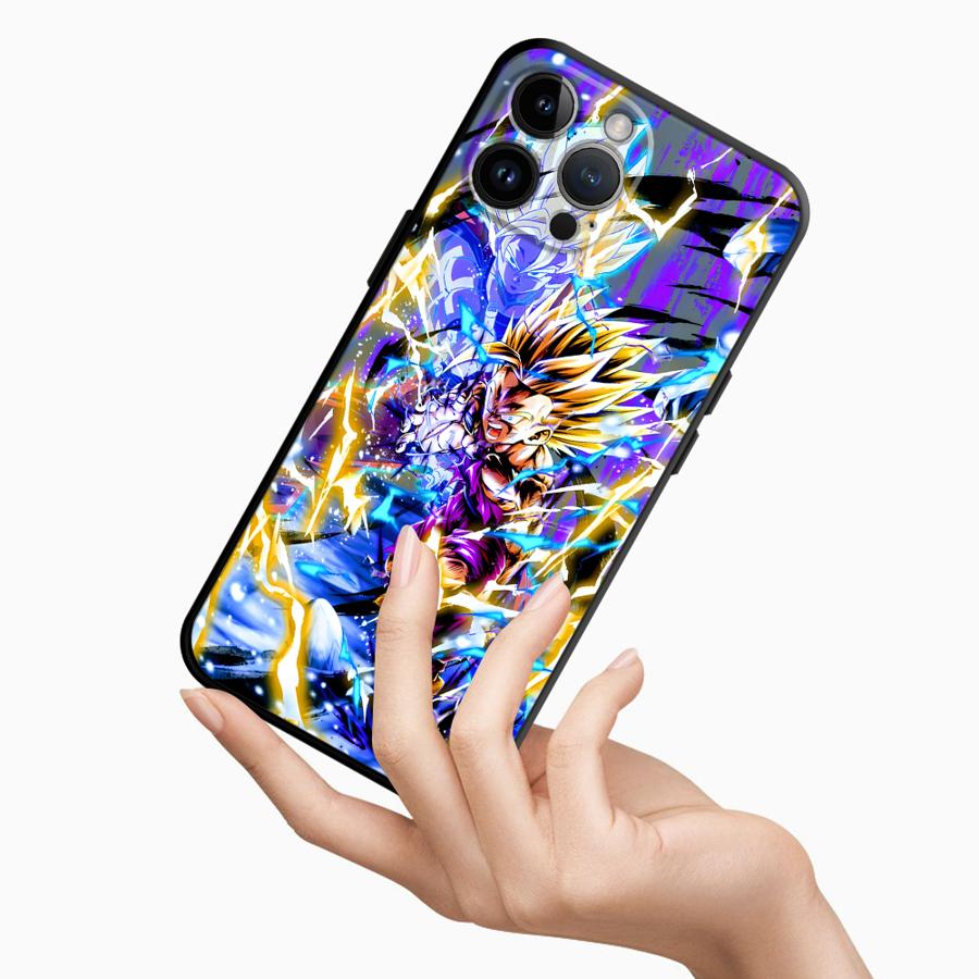 Phone Case for iPhone 12 Mini 7 6s 11 SE 14 13 Pro XS X XR 15 16Pro Max 16e 8 Plus Black Soft Shell Dragon Ball Saiyan Son Gohan
