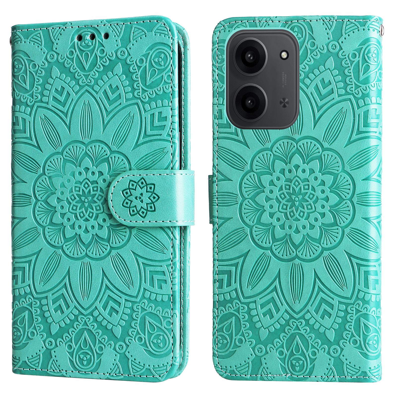 

Чехол для Xiaomi Redmi 15C 4G/Xiaomi Redmi 15C 5G Кожаный чехол-кошелек с тиснением подсолнуха Green