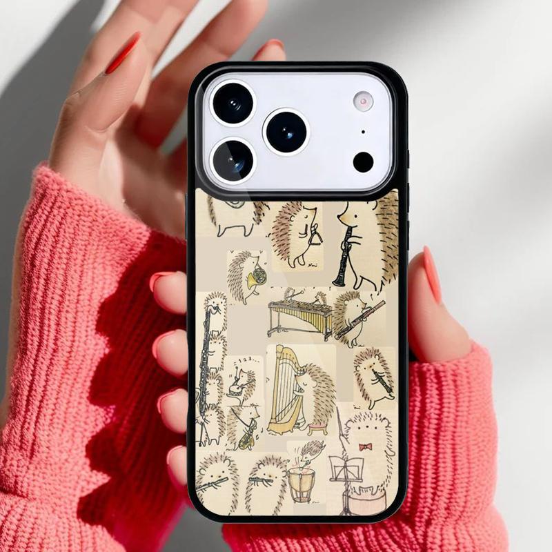 

Kawaii Hedgehog Heart Cute Phone Case for iPhone 17 16 15 14 13 Pro Max Back Cover for 12 11 Pro Coque iPhone 15 Pro Max
