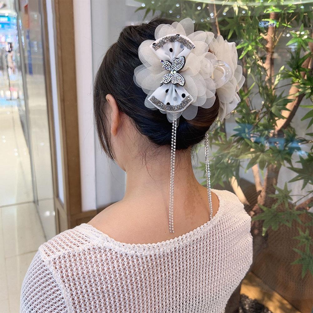 

Изысканные заколки для волос с кисточками и цветами, заколки для волос «конский хвост» в виде акулы, вечеринка, представление белый