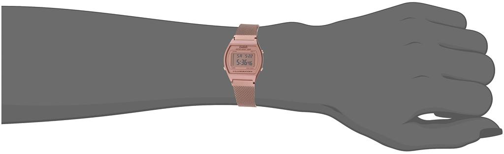 Casio Vintage Rose Stainless Steel Mesh Band Classic LCD Digital Watch B640WMR-5AV Men's Gold-Tone