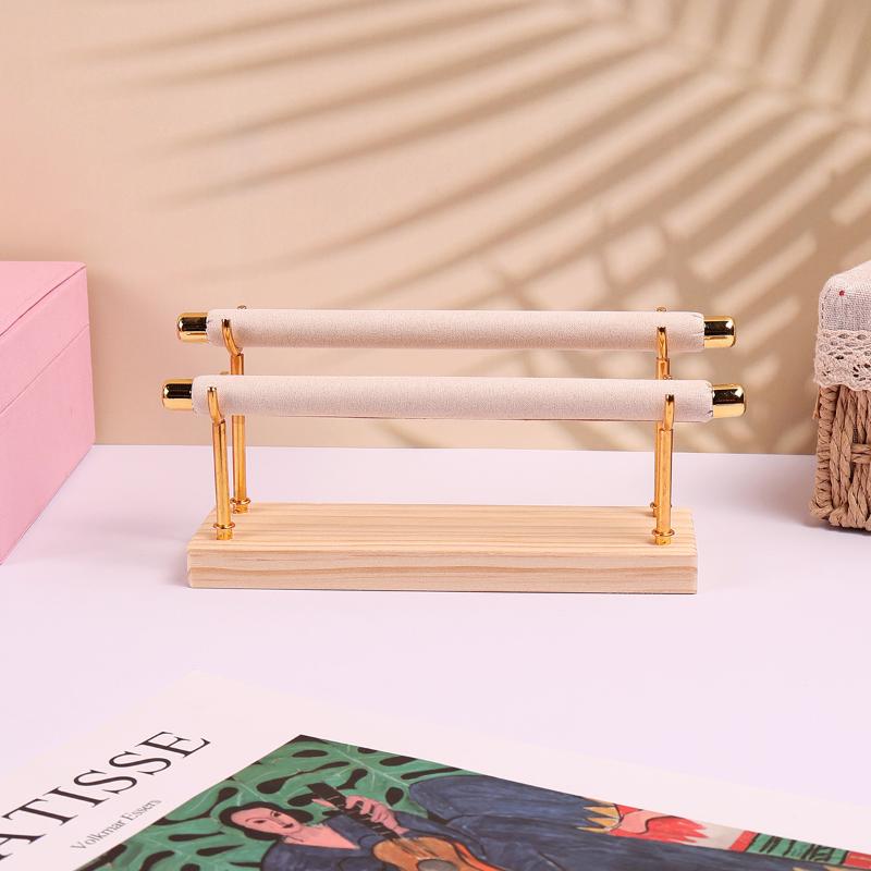 Solid Wood Base Ring Display Rack Sponge Stick Ring Holder Multi Layer Ring Storage And Organization Rack Removable Metal Rack