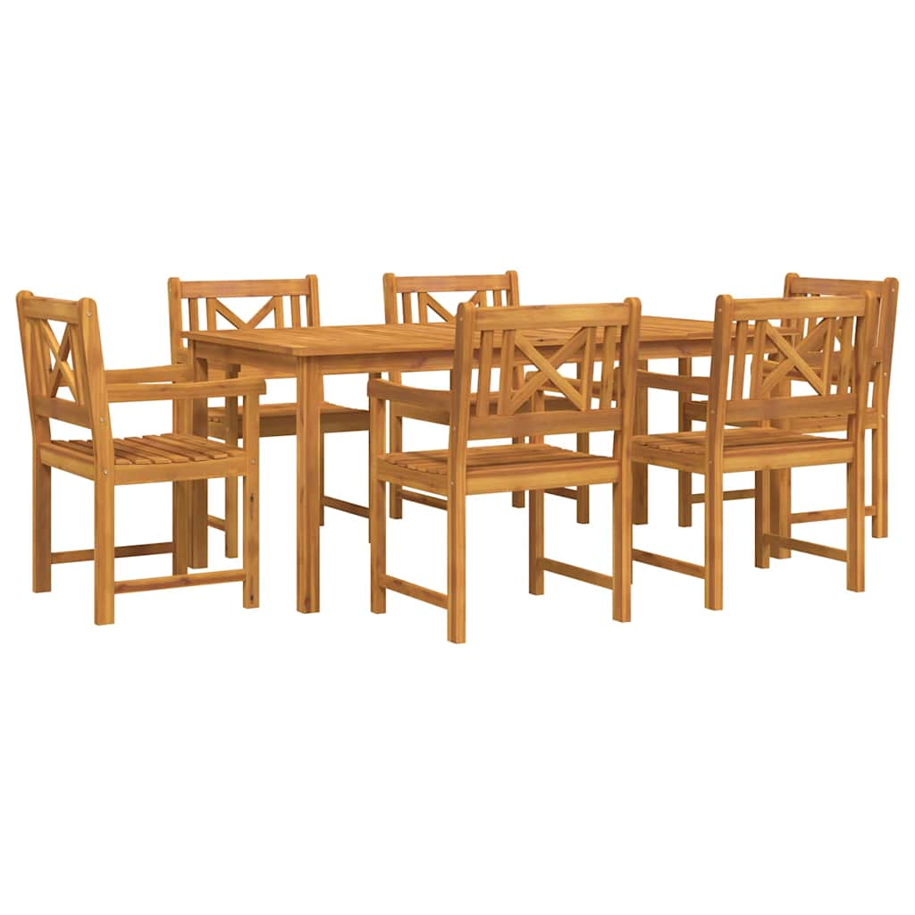 Garden Dining Set 7 Pcs Brown Solid Acacia Wood