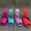 Fashion Genuine Leather Peep Toe Thin Heel Women Slippers Solid Summer Fashion Sandals Slip-On Shallow Patent Leather Shiny Sandals