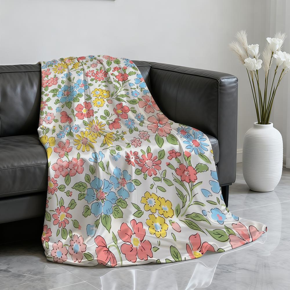Modern Flower Pattern Blanket Soft Throw Blanket for Home Bedroom Bed Sofa Picnic Travel Office Rest Cover Blanket Gift