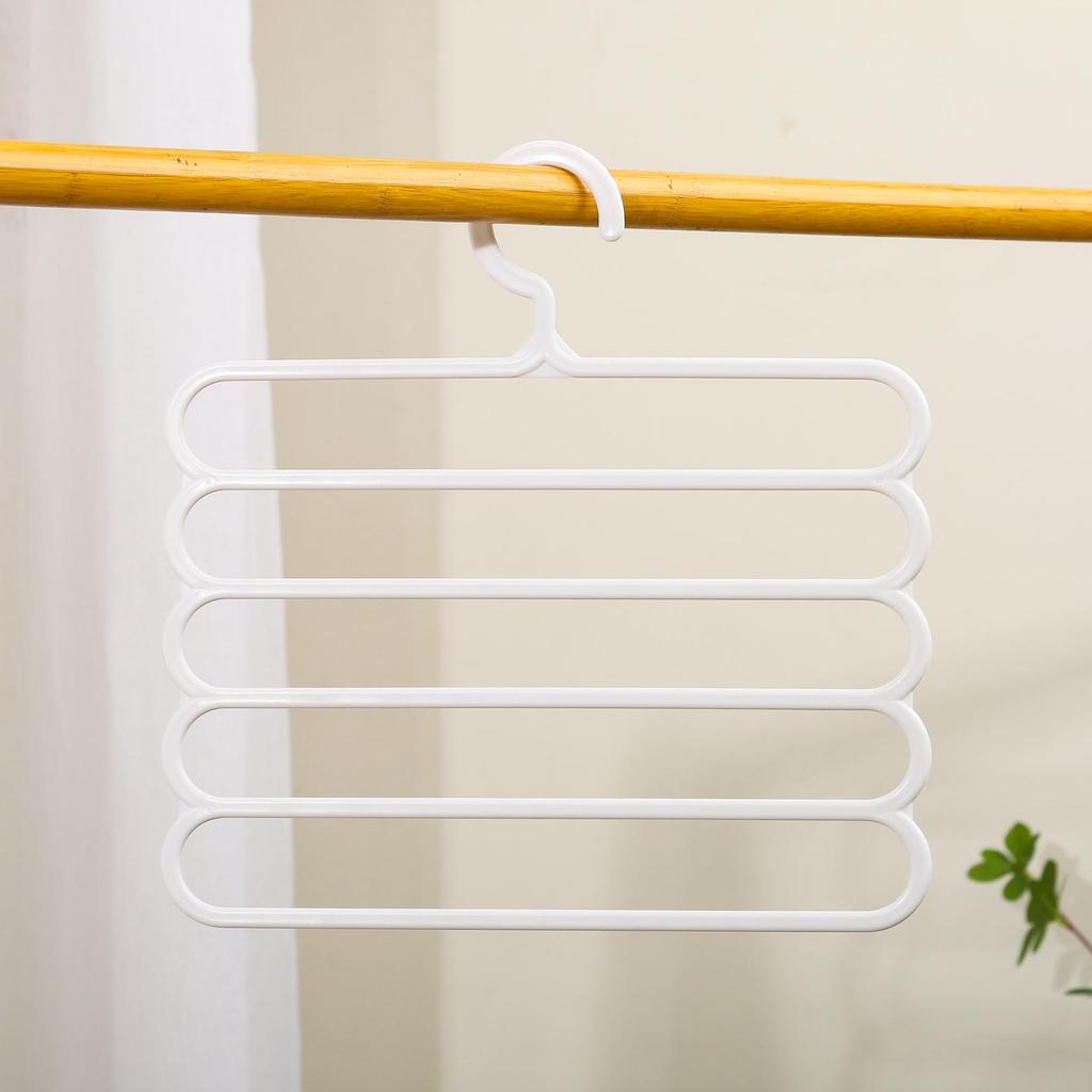 S-Shaped 5-Layer Multifunctional Pants & Scarf Hanger with Clips - No-Trace Storage Solution