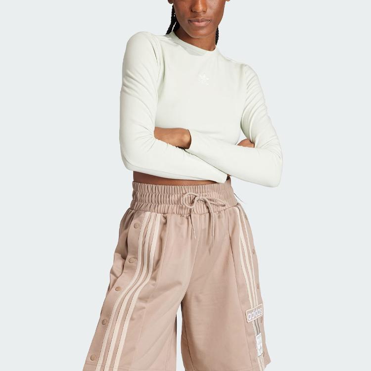 Adidas Originals Neutral Court Graphic Logo Print Sports T-Shirt Women Tops Linen-Green IS5268