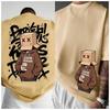 American Summer Men's Cartoon Character Letter Graffiti Print Comfortable and Breathable Round Neck T-shirt Outdoor Street Top