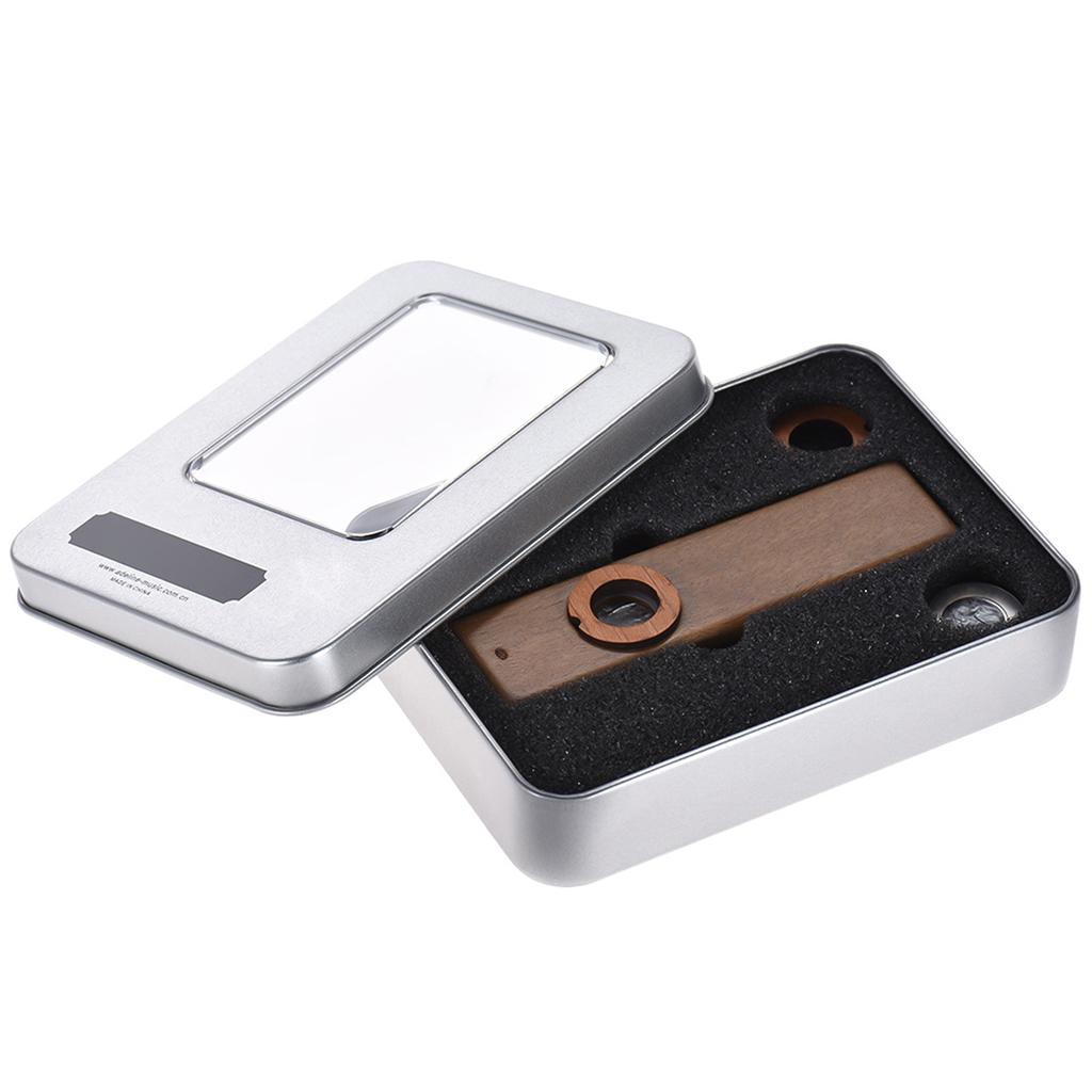 Wooden Kazoo Musical Instrument Ukulele Guitar Partner Wood Harmonica with Metal Box for Music Lover