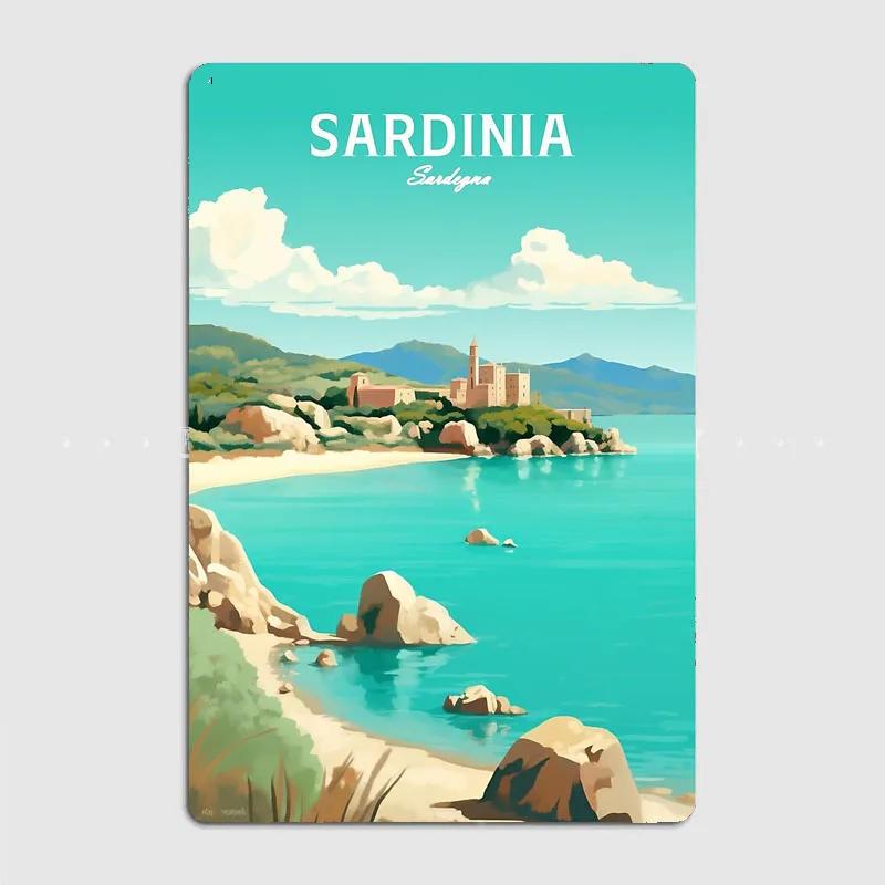 

Sardinia Travel Scenery Sights Retro Poster Metal Sign Garage Club Indoor Room Wall Decor Custom Tin Home Decor 20x30cm（7.8x11.8inch）