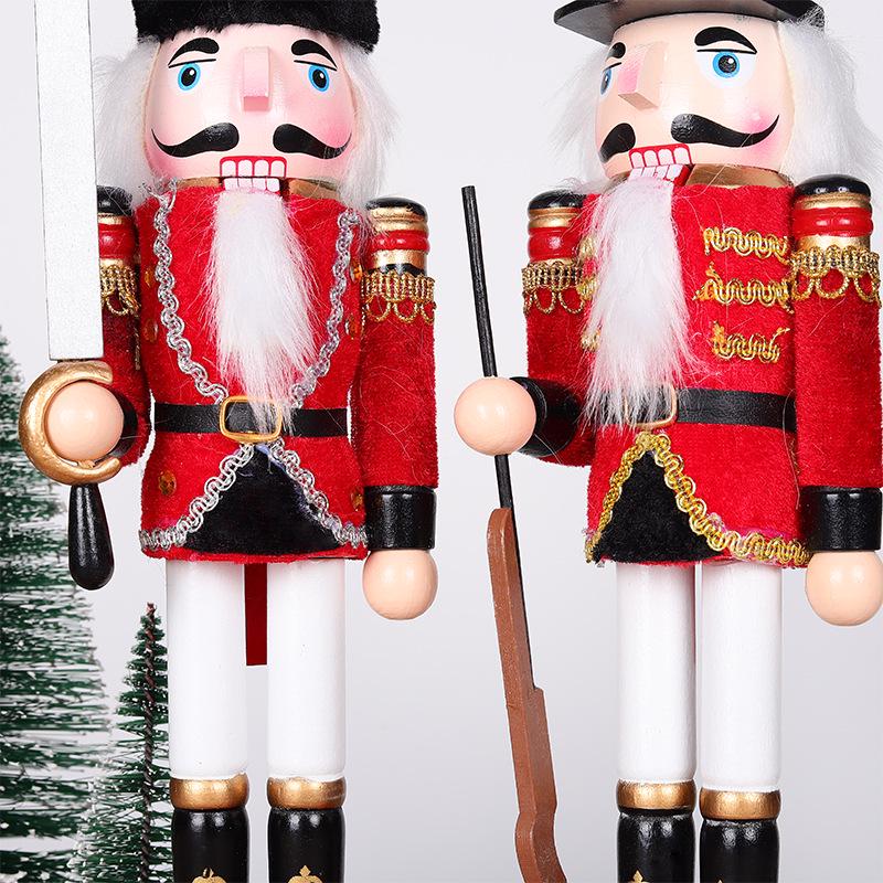 30CM Wooden Nutcracker Christmas Ornament with Cloth Wrap