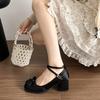 Fashion Women Fashion Platform Pumps Spring High Heels Buckle Strap Mary Jane Shoes Woman Elegant Bows Thick Heeled Party Single Shoes