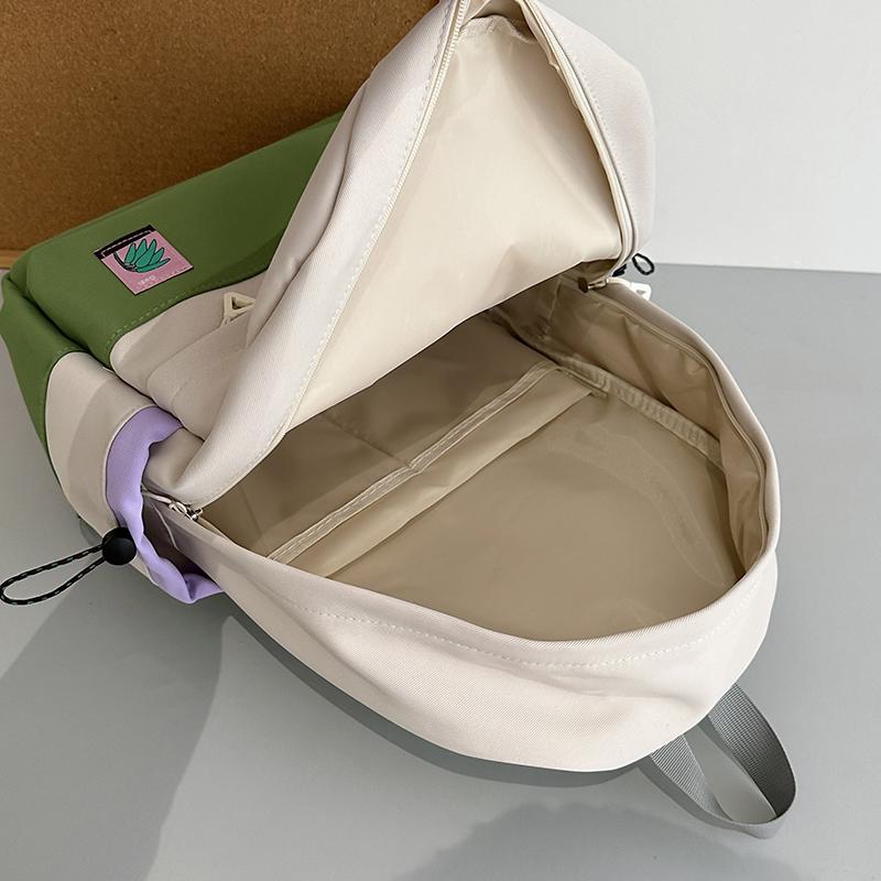 Student Schoolbag Female Large Capacity Backpack Color Block Girls Backpack