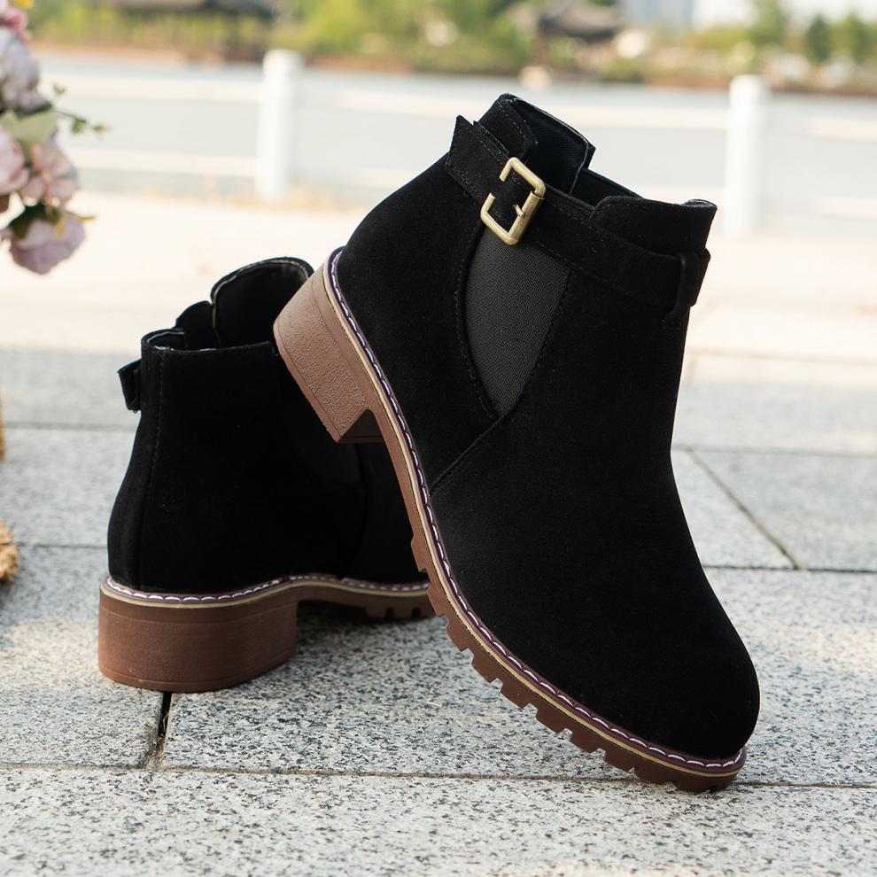 New Women's Boots Retro Suede Casual Boots European American Style Women's Ankle Boots Non Slip Platform Booties Bottines Femmes