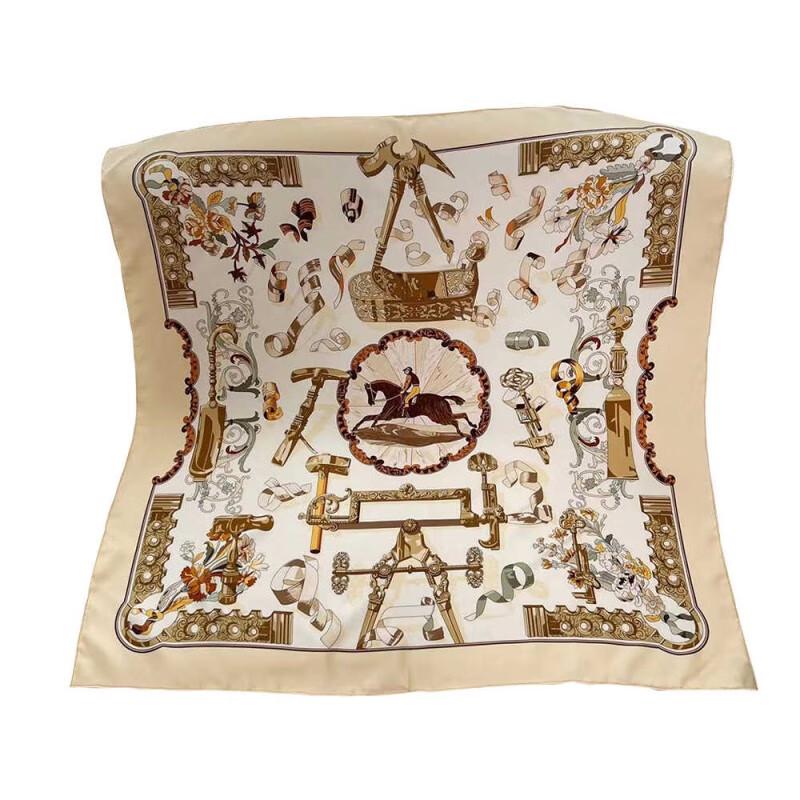 NINA SOLOR Vintage Knight Steed Silk Scarf