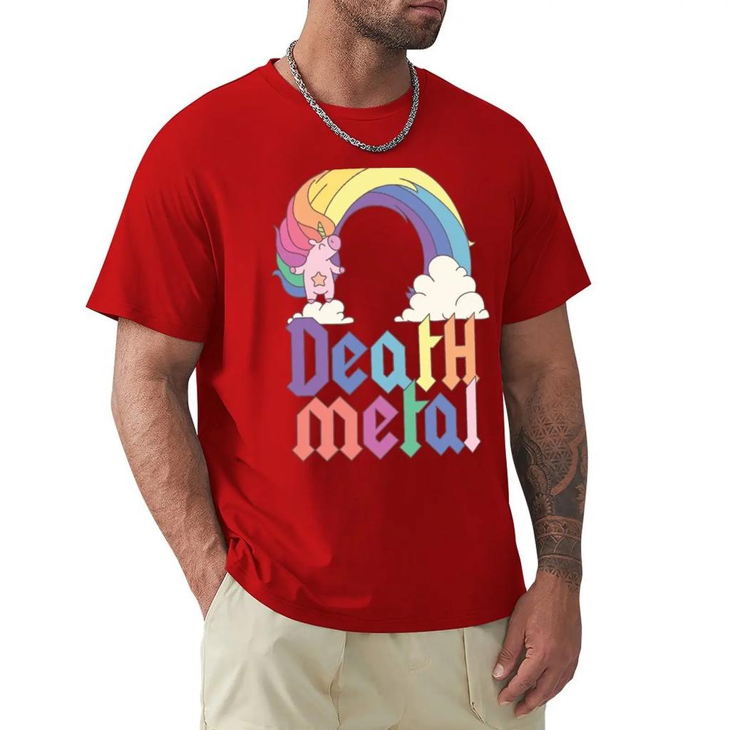 Lustiges Death Metal Einhorn Niedlich Rockmusik Band Liebhaber T-Shirt Übergröße Tops Vintage T-Shirt Männer 2025 Neues Modell
