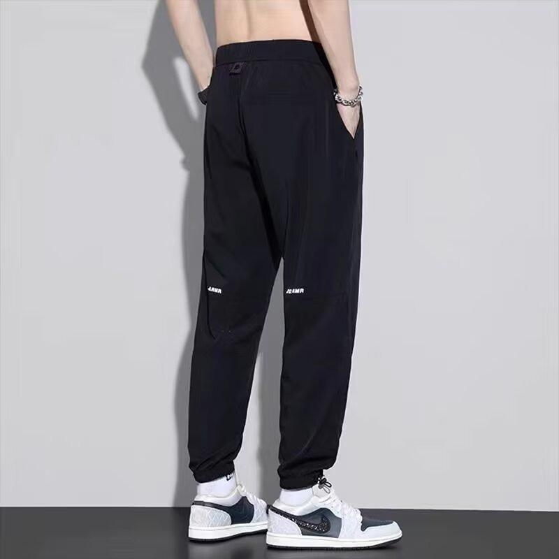 Men's summer thin loose leggings trendy Harlan pants Tencel trendy casual nine-point pants