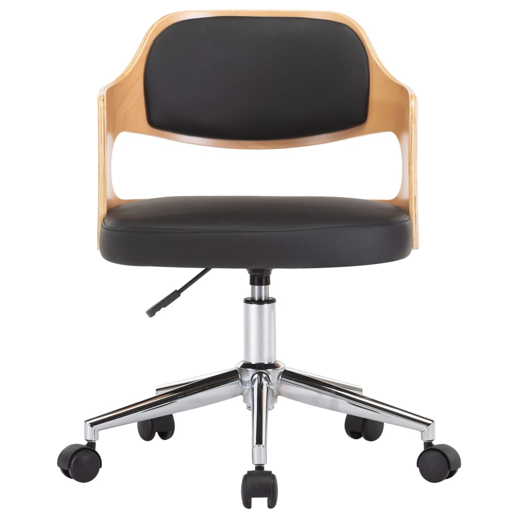 Swivel Office Chair Black Bentwood and Faux Leather