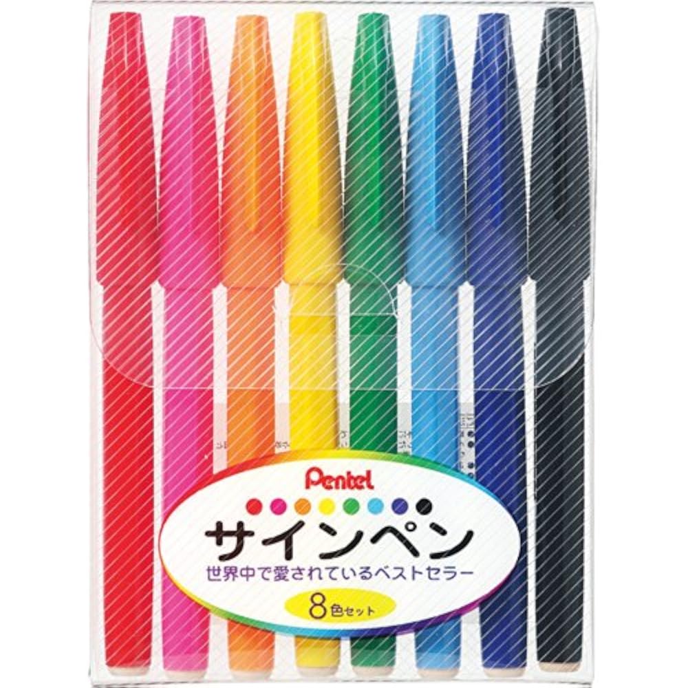 Pentel S520-8 Water-based Pen Sign Pen Set of 8