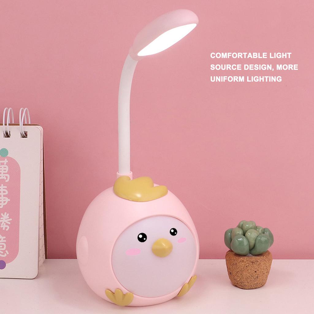 LED Desk Lamp USB Charging Eye   Flexible Color Night Light with Cute Chicken Base