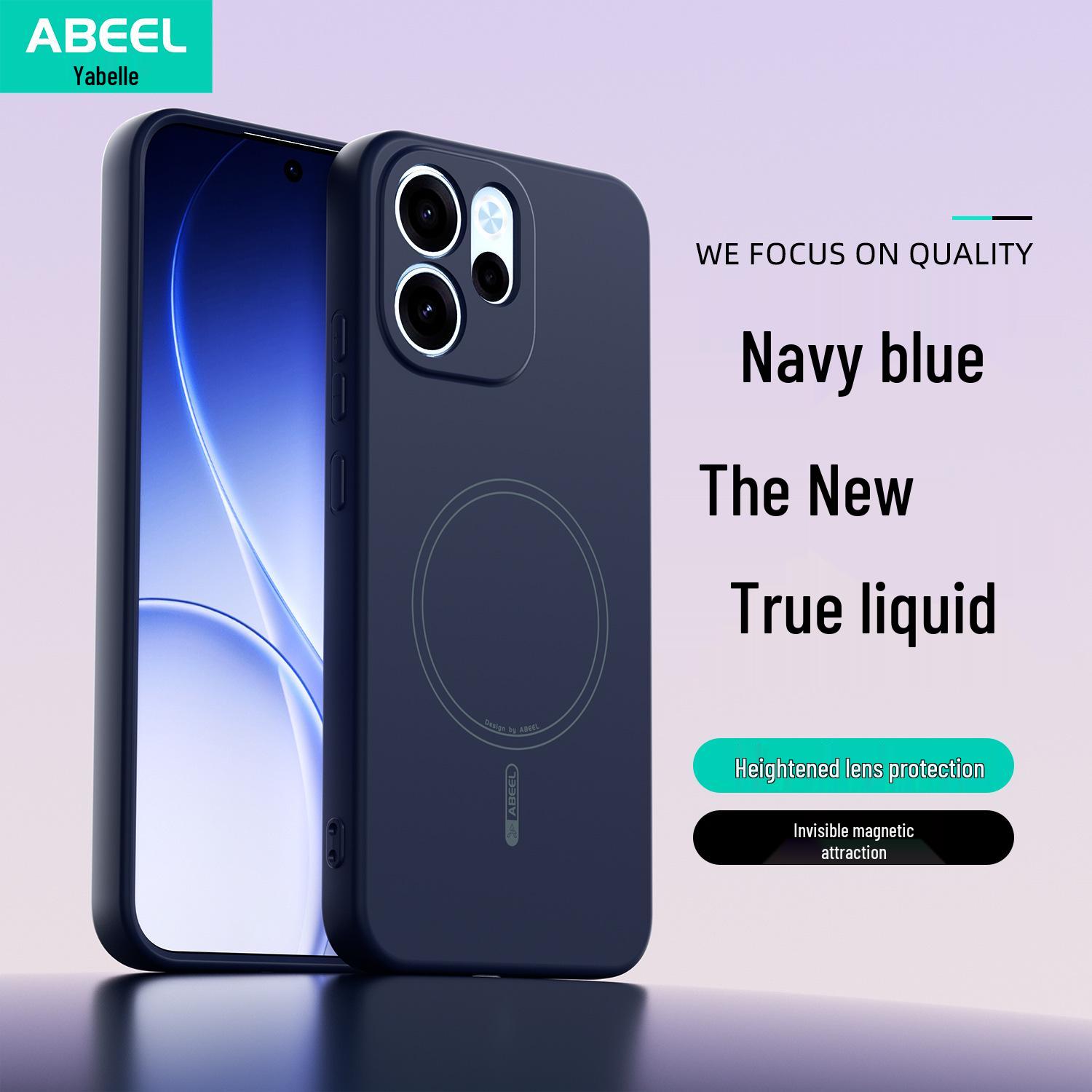 

OPPO Reno15F/Reno15C Magnetic Liquid Silicone Anti-fall Phone Case Reno 15C/Reno 15 темно-синього кольору