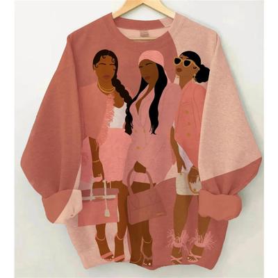 Autumn and Winter 3D Stylish Figures Printed Sweatshirts Fashionable Casual Sports Long Sleeved Women's Sweatshirts