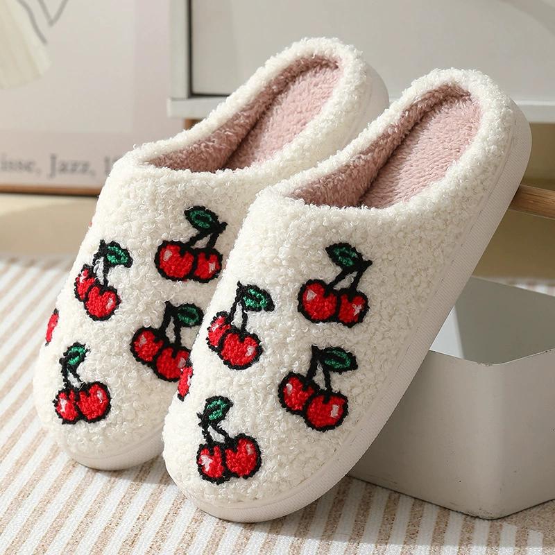 Ladies Soft Sole Slippers Winter Warm Anti-Slip Home Slippers Comfortable Poop Texture for Women