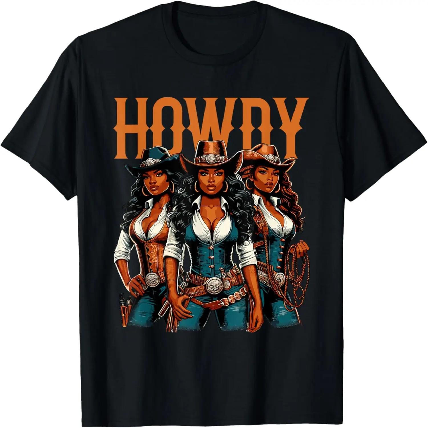 Black African American Cowgirl Western Texas Rodeo Howdy T-Shirt S