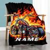 Motorcycle Flames Home Customize Your Name Blankets Comfortable Soft Lightweight Allseason Multipurpose Blanket For Picnics Sofas Offices Beds Living