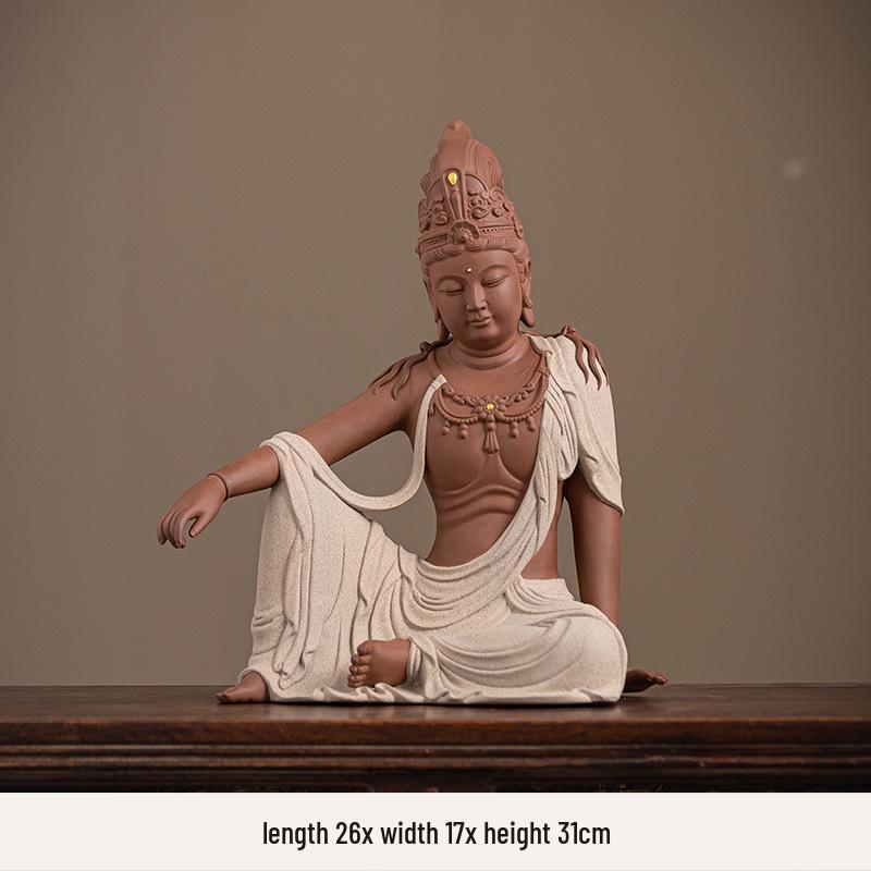 

Керамическая статуя Будды Авалокитешвары - Китайский Дзен-декор для гостиной или прихожей.