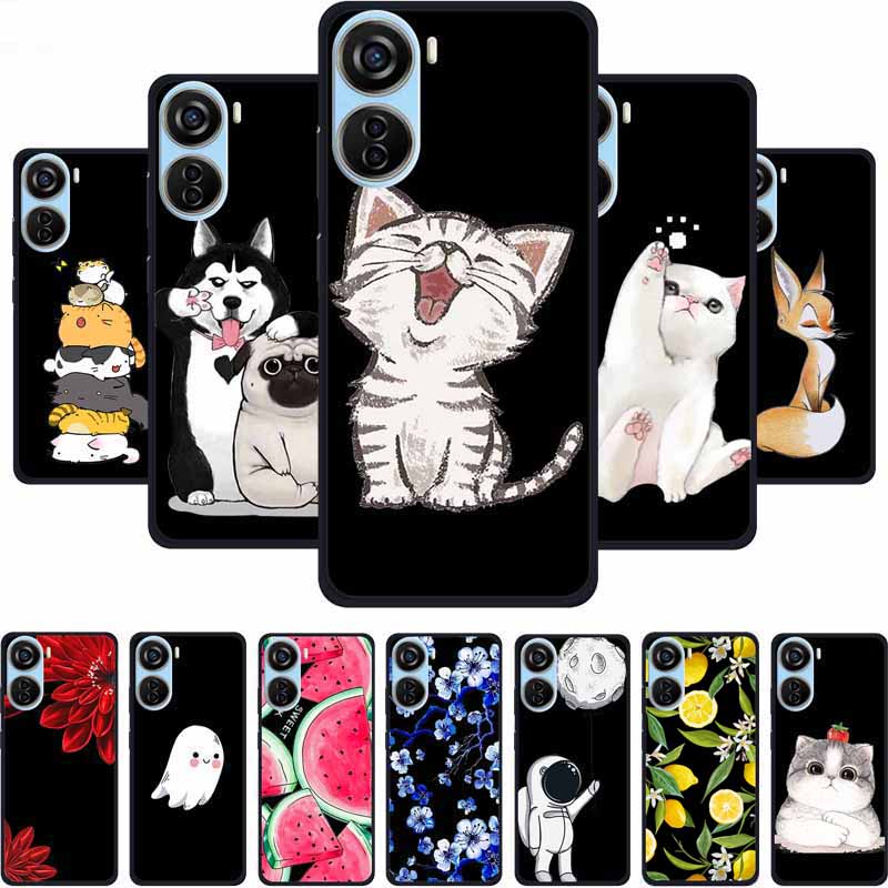 Schwarze Silikonhülle für ZTE Blade V50 Design 5G Libero 5G IV V41 Vita Axon 40 lite Handyhülle Cartoon Katze Weiche Rückseite Hülle