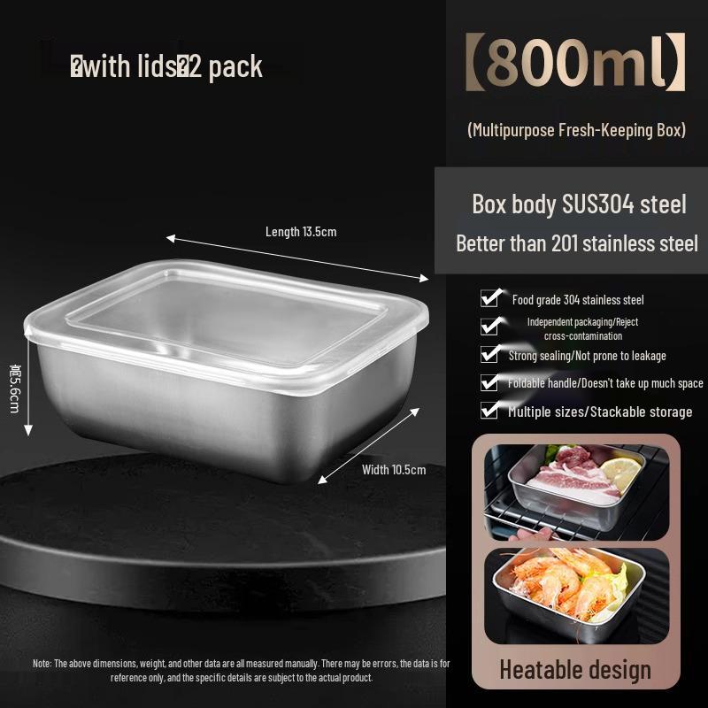 

Fresh-Keeping 304 Stainless Steel Lunch Box with Lid - Food Grade and Sealed for Refrigerators