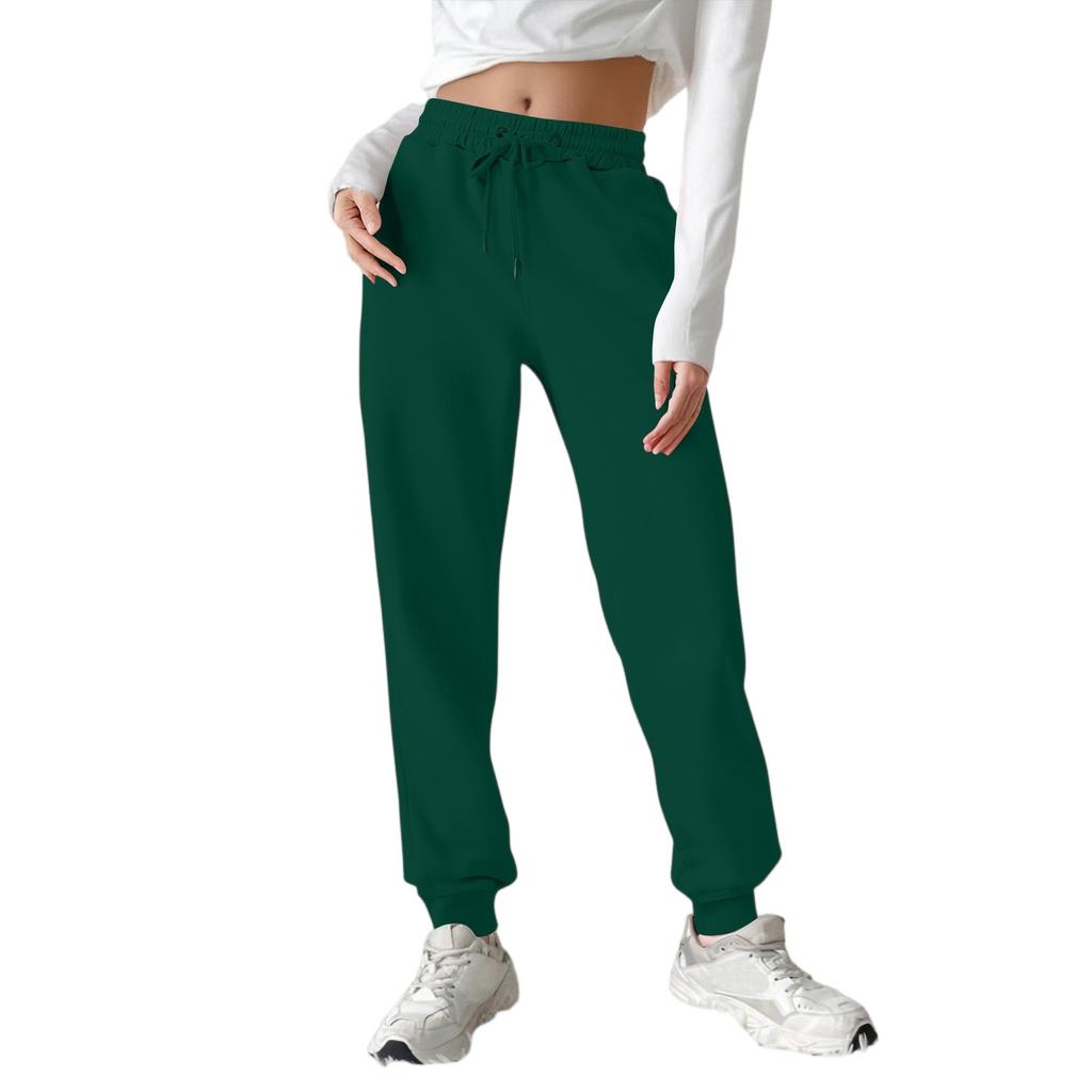 Women's Fashion Sport Solid Color Drawstring Pocket Casual Sweatpants Pants