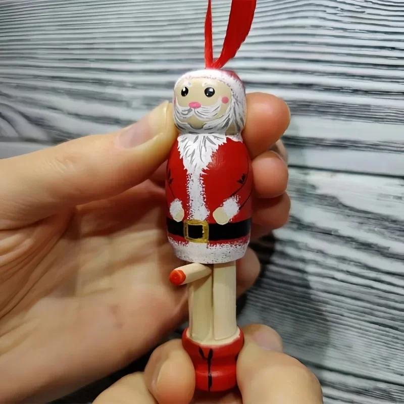2026 Hot Funny Santa Claus Pendant, Christmas Ornaments, Funny Wooden Standing Santa Claus, Unique Christmas Craft Decorations