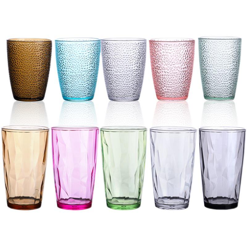 Colored Acrylic Water Cup: Transparent, Heat-Resistant, Drop-Resistant—Perfect for Mouthwash, Juice, Tea, or Beer.