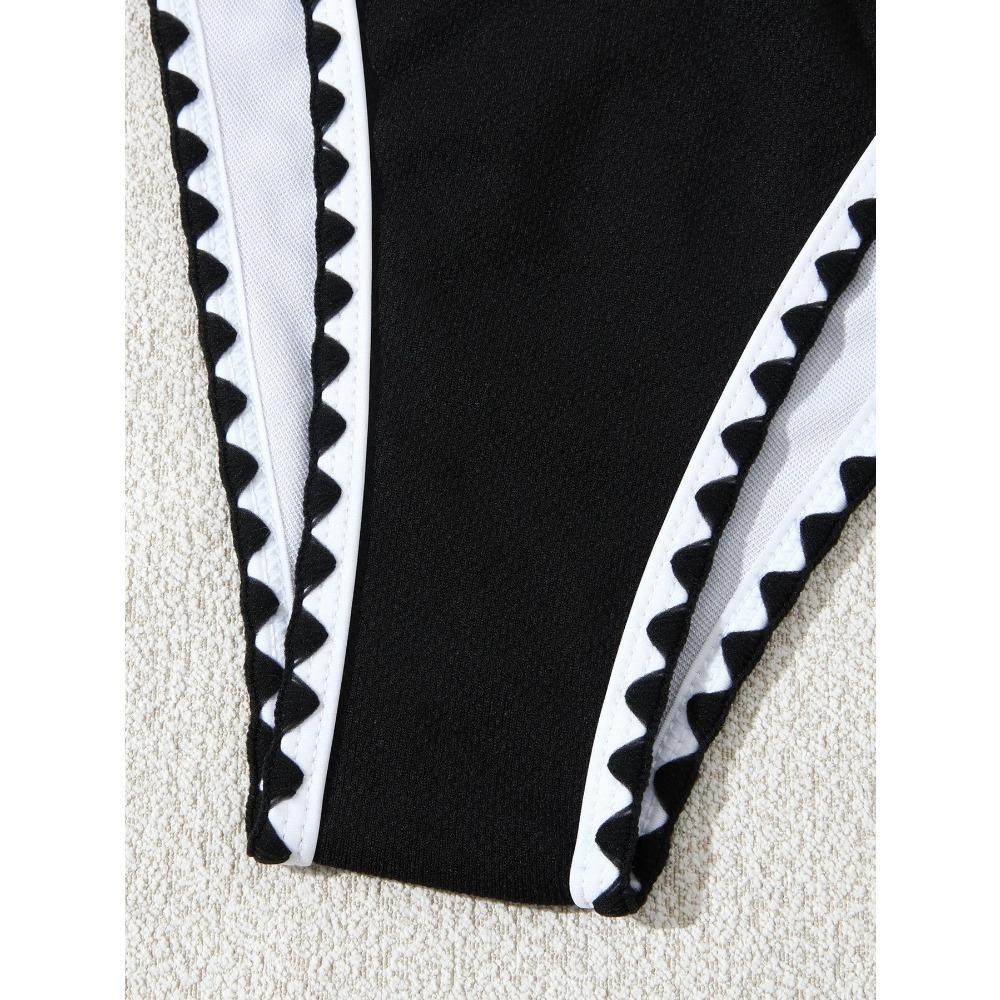 Womens Summer Beachwea Sexy Color Block Bikini Sets Halter Floral Shell Stitch 2 Piece Swimsuits