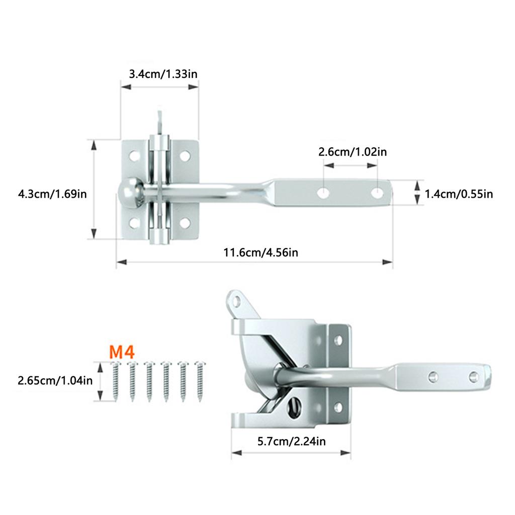 Galvanized Fence Gate Hinge with Latch Lock for Outdoor Weatherproof Zinc-Coated Fence Lock for Garden Gates and Fences Small