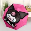 Kuromi Automatic Folding Umbrella-Simple 8-Rib Design, Bright Cartoon Pattern, Durable Iron Frame, Suitable For Travel, Outdoor, Beach-Cute