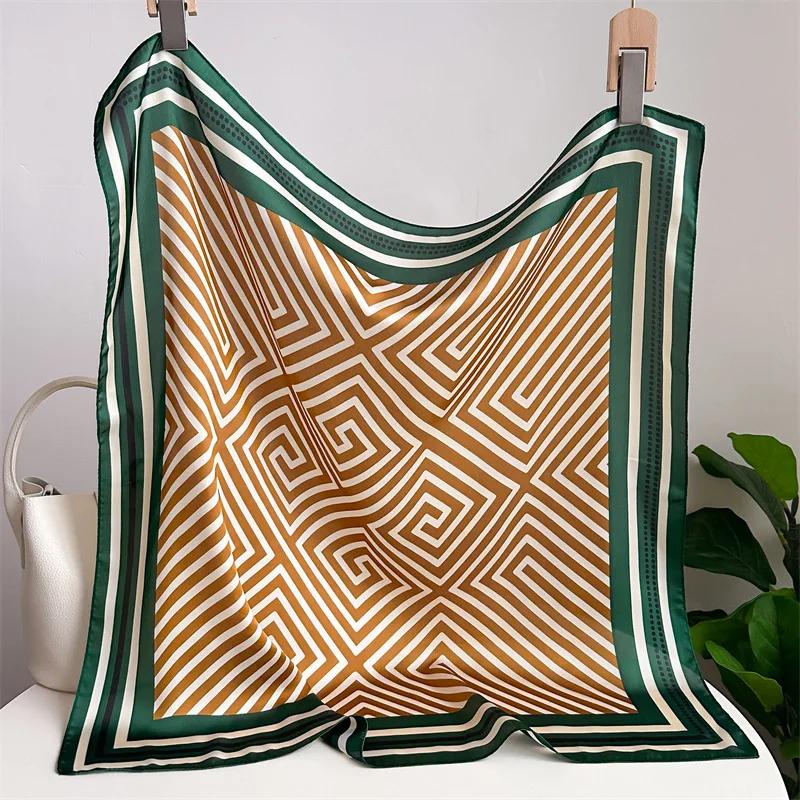 Women Luxury 70*70Cm Silk Square Scarf Women Soft Satin Hairband Neckerchief Tie Female Headband Foulard Bag Ribbon Travel Scarf
