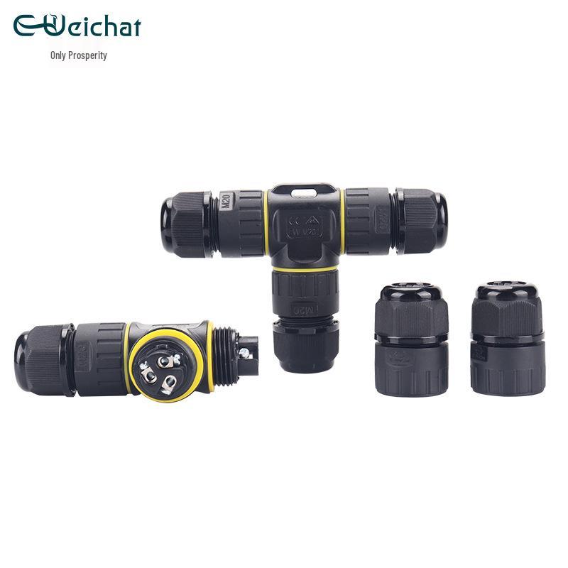 Outdoor Waterproof T-Type Three-Way Cable Connector, 2/3/4 Core, Flame Retardant for Landscape Lights