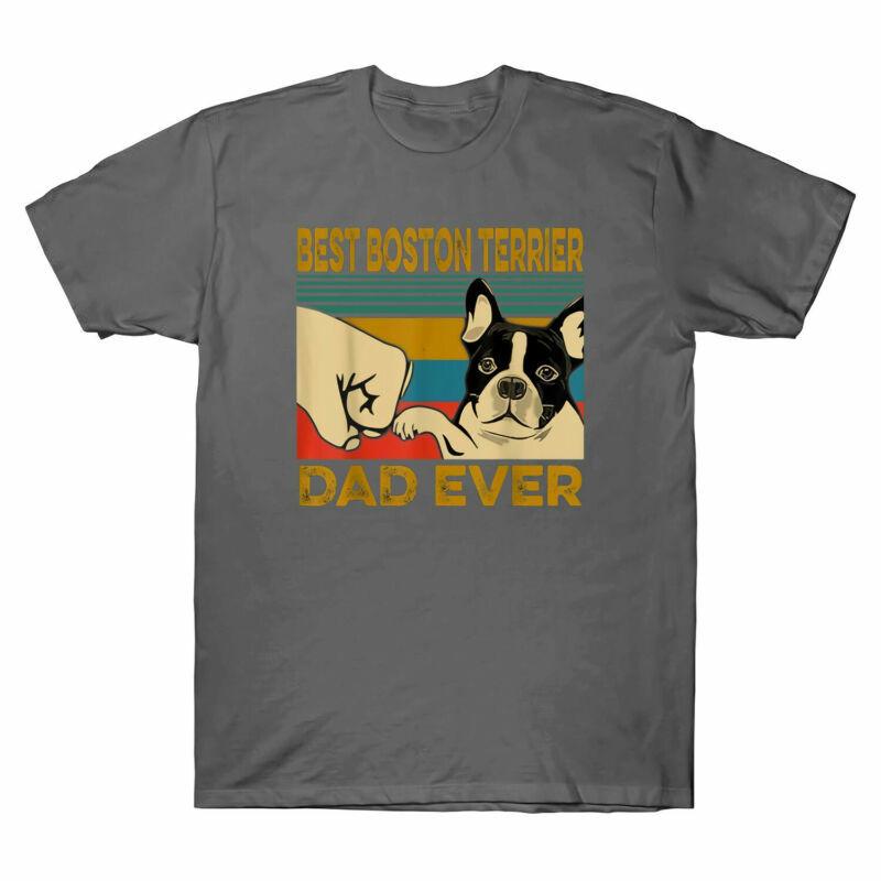 Unisexs Tshirt Ever Boston Dad Terrier Best Retro Vintage Lover Dog Funny Top Tee
