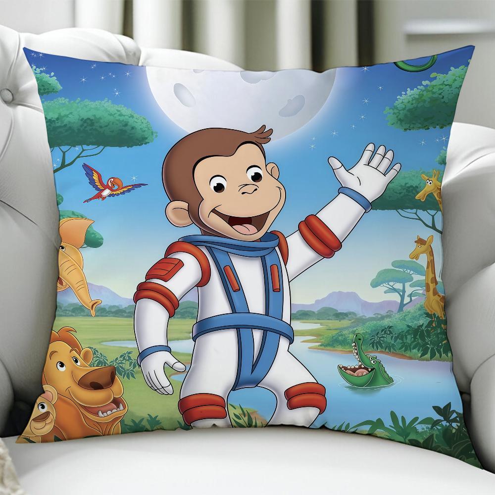 CCurious Cartoon GGeorge Cushion Cover Birthday Anniversary Gifts Double Sided Printed Zipper Cushion Cover Soft Skin Bedding