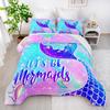 Pink Mermaid Bedding Set Comforter Twin for Kids, Glow In The Dark Mermaid Bedding Sets with Decor Pillow,3 Pieces Girls Bed Set